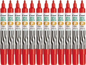 12x Marker permanentny Pilot SCA-F okrągła 1mm czerwony