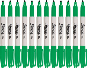 12x Marker permanentny Sharpie Fine okrągła 1mm zielony