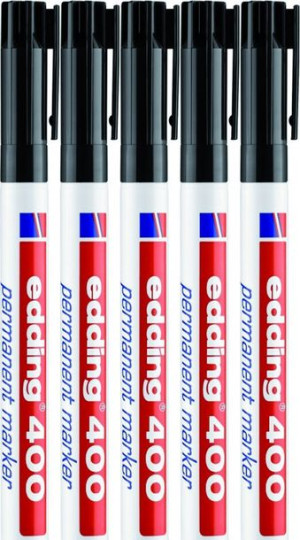 5x Marker permanentny Edding 400 okrągła 1mm czarny