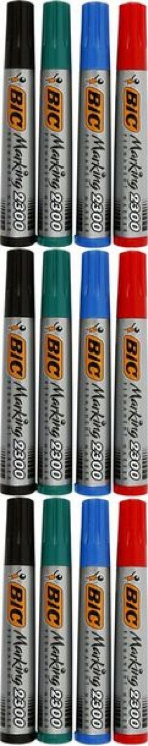 3x Marker permanentny Bic 2300 ścięta 5mm 4 szti mi- kolorów