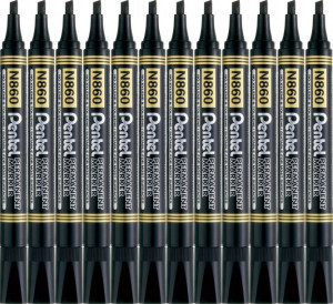 12x Marker permanentny Pentel N860 ścięta 4.5mm czarny