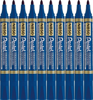 10x Marker permanentny Pentel N850 okrągła 4.5mm niebieski