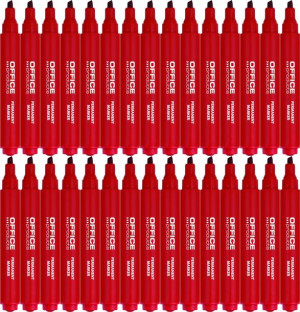 30x Marker permanentny Office Products ścięta 5mm czerwony
