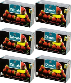 Herbata czarna aromatyzowana w torebkach Dilmah mango i truskawka 20szt x6