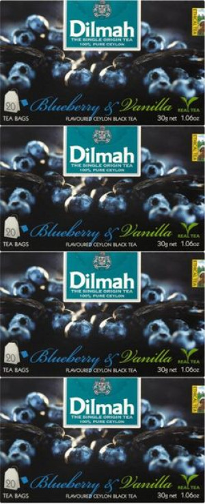 Herbata czarna aromatyzowana w torebkach Dilmah jagoda i wanilia 20szt x4