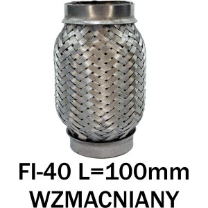 Złącze Elastyczne Wydechu Łącznik Elastyczny Tłumika Fi-40 L=100mm Wzmoc.