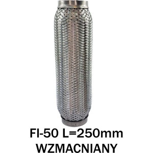 Złącze Elastyczne Wydechu Łącznik Elastyczny Tłumika Fi-50 L=250mm Wzmoc.