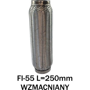Złącze Elastyczne Wydechu Łącznik Elastyczny Tłumika Fi-55 L=250mm Wzmoc.