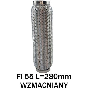 Złącze Elastyczne Wydechu Łącznik Elastyczny Tłumika Fi-55 L=280mm Wzmoc.