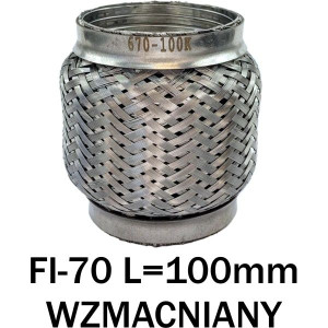 Złącze Elastyczne Wydechu Łącznik Elastyczny Tłumika Fi-70 L=100mm Wzmoc.
