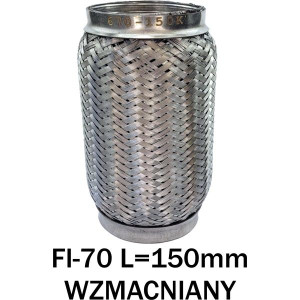 Złącze Elastyczne Wydechu Łącznik Elastyczny Tłumika Fi-70 L=150mm Wzmoc.
