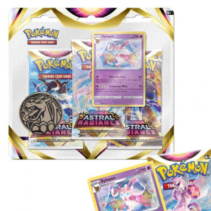SYLVEON karta +3x BOOSTER karty MONETA +KOD gra POKEMON TCG Astral Radiance