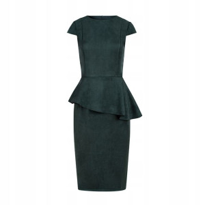 Elegancka sukienka midi zamsz zieleń r.XXL