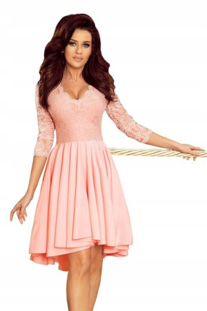 NICOLLE Sukienka z koronką PASTELOWY RÓŹ r. 4XL
