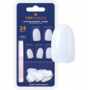TOP CHOICE SZTUCZNE PAZNOKCIE 74134 białe+ klej