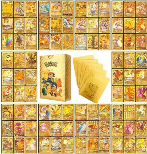 Kolekcjonerskie Karty Pokemon Złote Gold 55 Szt