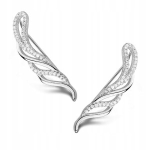 SREBRNE NAUSZNICE skrzydła cyrkonie srebro 925