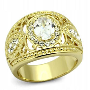 Złoty pierścionek flower stal 316 L r. 22, 23