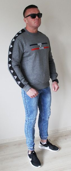 Bluza Męska Szara Army Jeans Lampas VIP JAKOŚĆ r.L