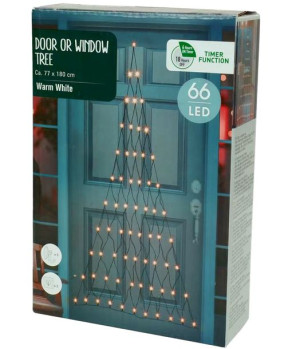 Lampki świąteczne choinka 66 LED ozdoba na drzwi 180x77cm timer