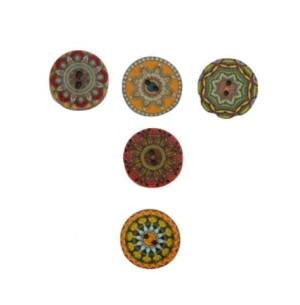 Guziki drewniane Boho mix kolor 2 otwory 15 mm 5x