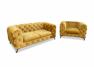 Sofa Moet 2 os + Fotel Moet zestaw wypoczynkowy nowoczesny glamour