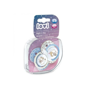 Lovi Night & Day Boy, dynamiczny smoczek uspokaj, silikonowy, 3-6 m, 2 szt.