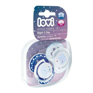 Lovi Night & Day Boy, silikonowy smoczek dynamiczny, 3-6 m, 2 szt.