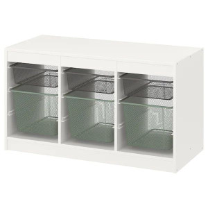 IKEA TROFAST Regał z pojemnikami biały szary/zielony 99x44x56cm