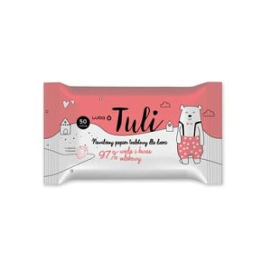 Luba Tuli, nawilżany papier toaletowy dla dzieci, woda i kwas mlekowy 50szt