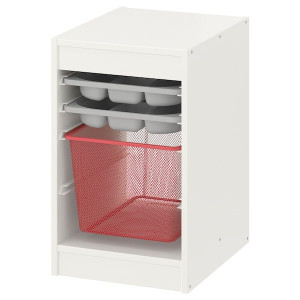 IKEA TROFAST Regał do przechowywania szary/jasnoczerwony 34x44x56 cm