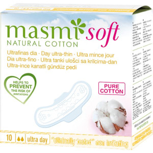 Masmi, ultra cienkie bawełniane podpaski ze skrzydeł. na dzień Soft 10szt.