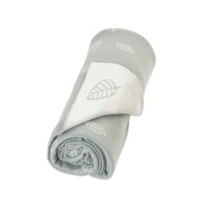 Kocyk z bawełny organicznej Nordic Leaf "Calm Grey" Vinter & Bloom