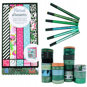 Zestaw Scrapbooking blok + pisaki + taśma washi