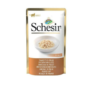 SCHESIR Paski z kurczaka w sosie dla kota saszetka 85g