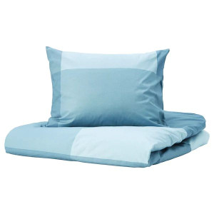 IKEA BRUNKRISSLA Komplet pościeli jasnoniebieski 200x200/50x60 cm