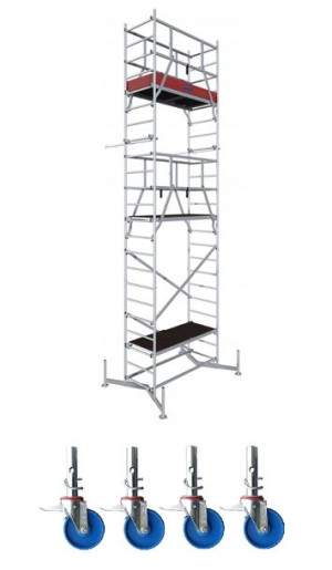 Rusztowanie jezdne aluminiowe ClimTec 7m Rolki 125