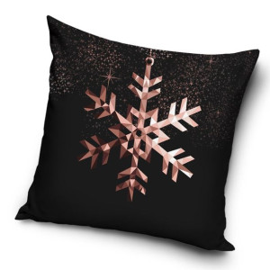Poszewka poliester 40x40 Święta śnieżynka black