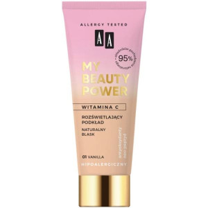 Podkład do twarzy AA My Beauty Power, rozświetlający, 01 VANILLA, 30 ml