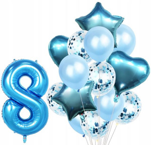 Zestaw Balonów Rocznica 8 Urodziny Hel Party 15szt