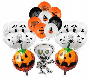 Zestaw Balonów Halloween Dynia Szkielet Duży 31szt