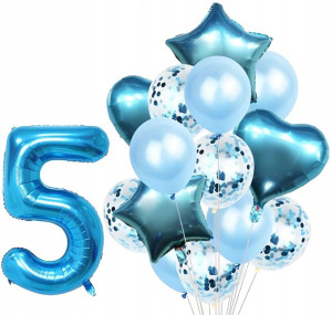 Zestaw Balonów Rocznica 5 Urodziny Hel Party 15szt