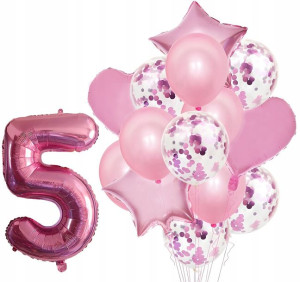 Zestaw Balonów Rocznica 5 Urodziny Hel Party 15szt