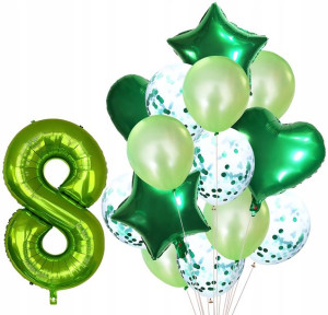Zestaw Balonów Rocznica 8 Urodziny Hel Party 15szt