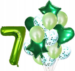 Zestaw Balonów Rocznica 7 Urodziny Hel Party 15szt