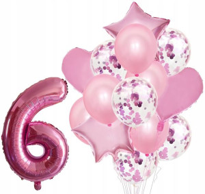 Zestaw Balonów Rocznica 6 Urodziny Hel Party 15szt