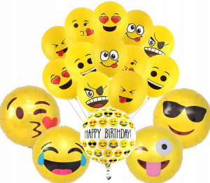 Zestaw Balonów Emotikony Emotki Urodziny 17szt