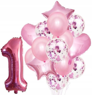 Zestaw Balonów Rocznica 1 Urodziny Hel Party 15szt