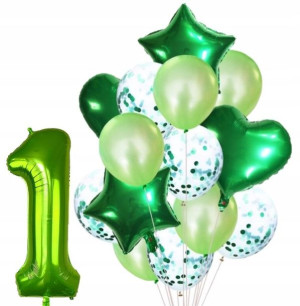 Zestaw Balonów Rocznica 1 Urodziny Hel Party 15szt