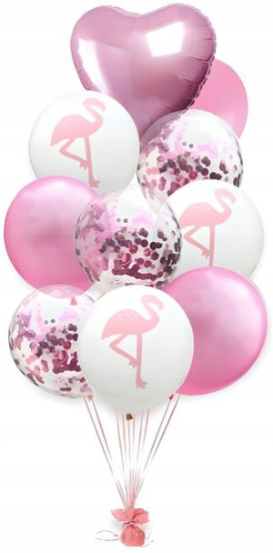 Balony Flaming Konfetti Ślub Urodziny Zestaw 10szt